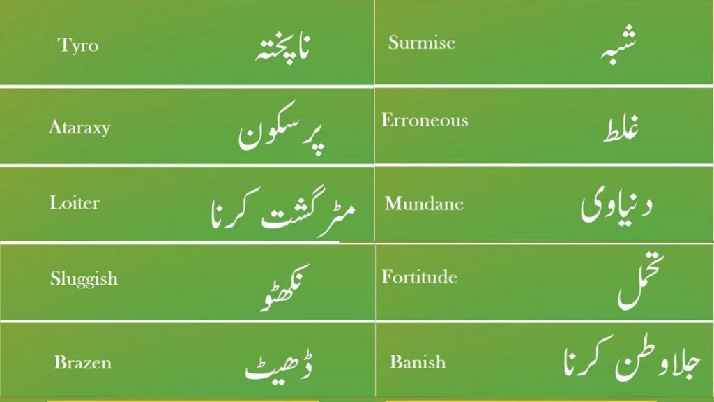 English vocabulary words with urdu meaning pdf