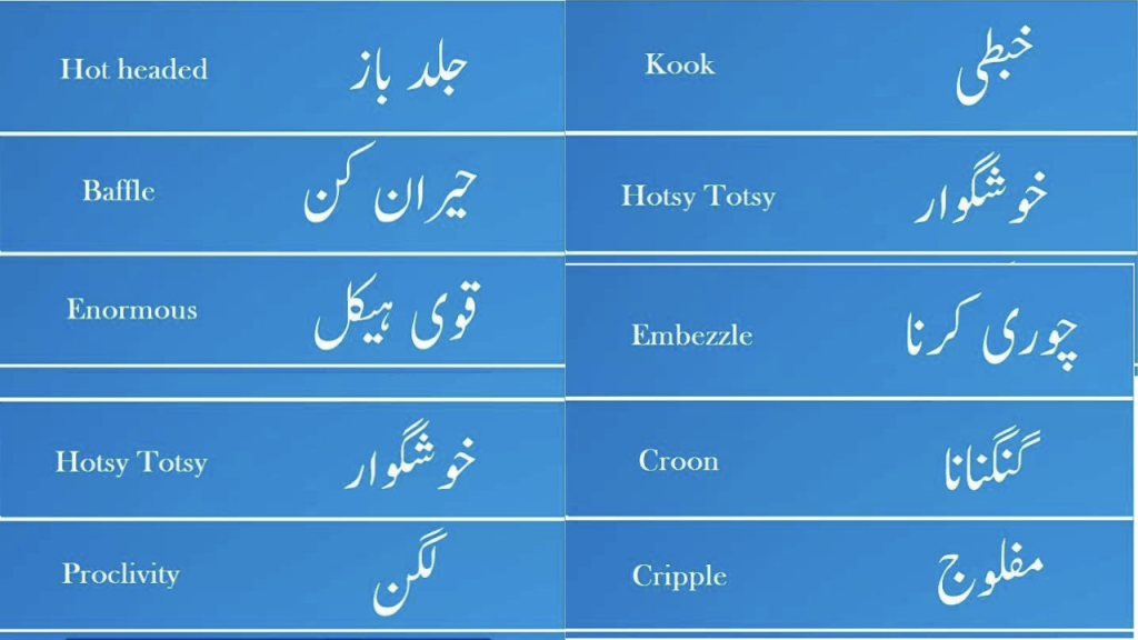 css vocabulary with urdu meaning pdf